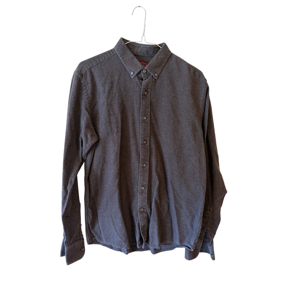 UNTUCKit Mens Gray Flannel Button Down Shirt Slim Fit Medium Cotton Long Sleeve